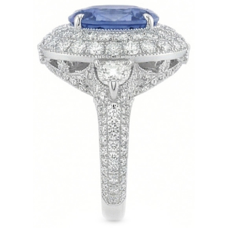 Bague d'anniversaire de mariage 6 carats avec diamants saphir du Sri Lanka