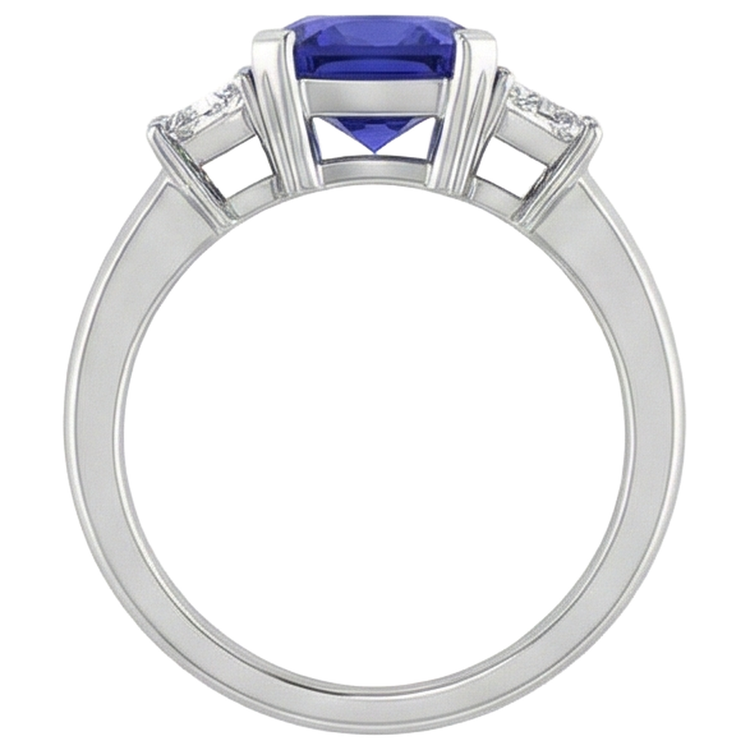 Bague d'anniversaire diamant et coussin tanzanite étincelante de 4.01 carats