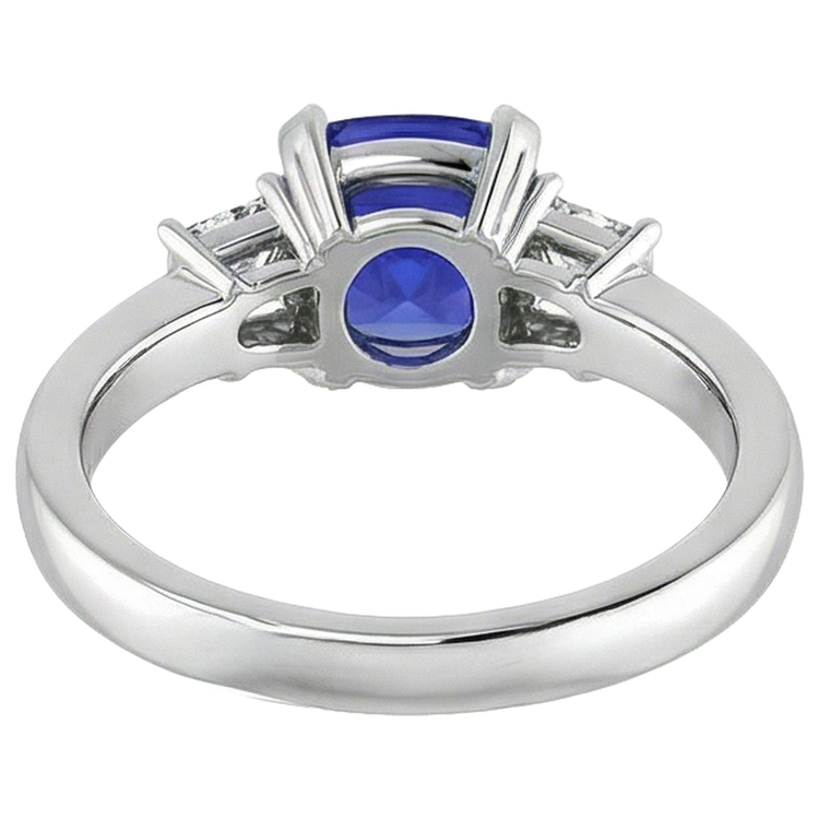 Bague d'anniversaire diamant et coussin tanzanite étincelante de 4.01 carats