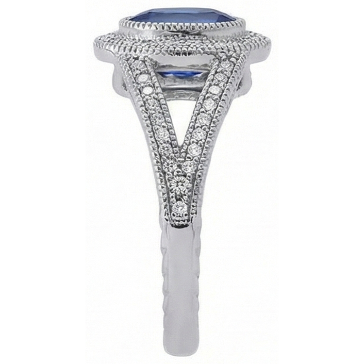 naturel round diamant 3.51carats bague vue de profil