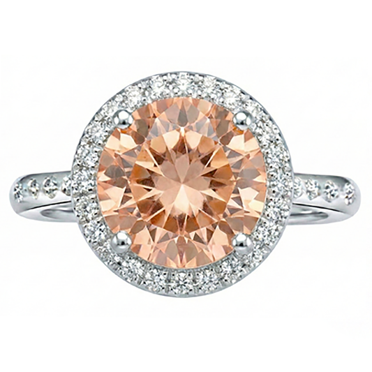 Bague d'anniversaire en or morganite et diamants taillés en brillant de 12.85 ct