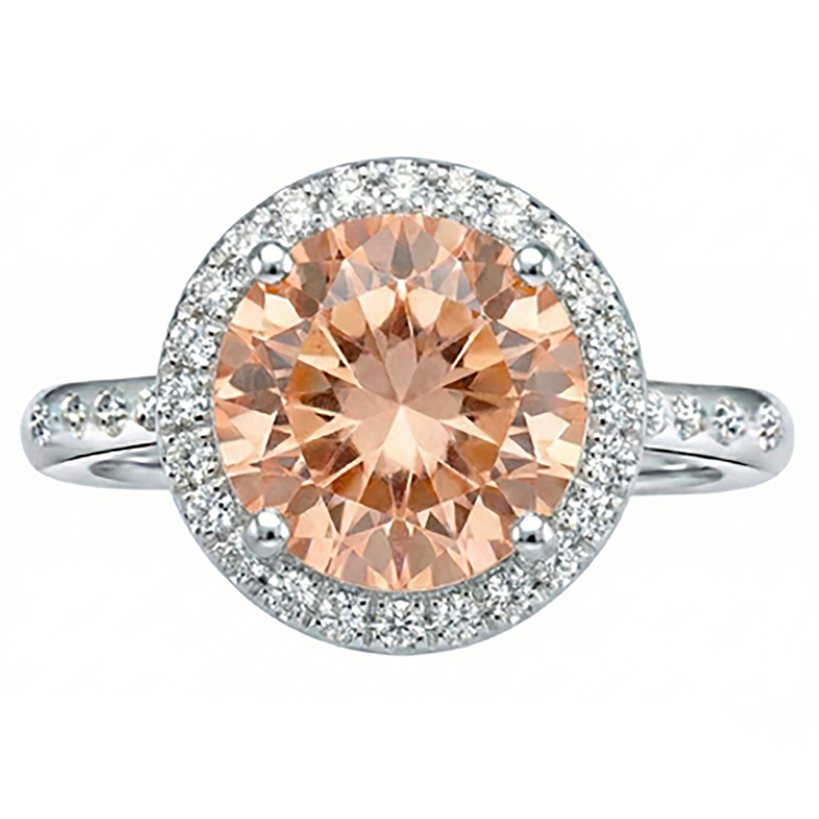 Bague d'anniversaire en or morganite et diamants taillés en brillant de 12.85 ct