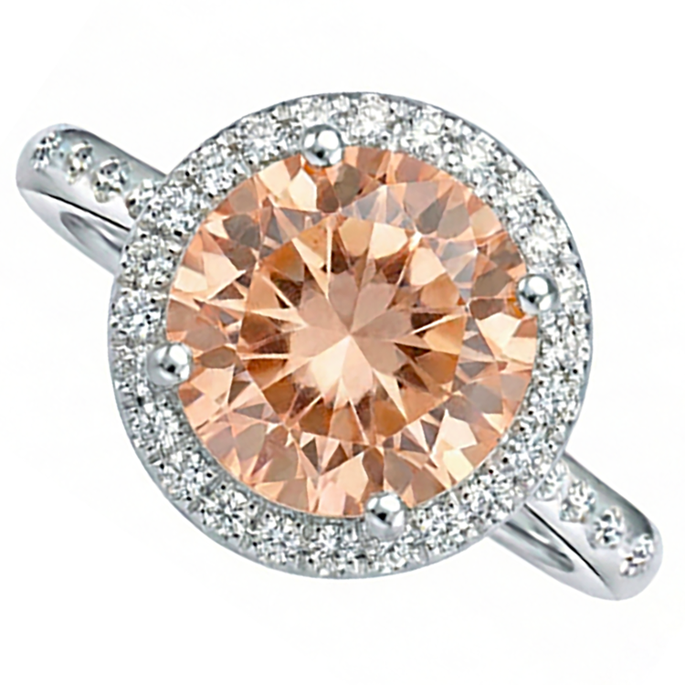 Bague d'anniversaire en or morganite et diamants taillés en brillant de 12.85 ct
