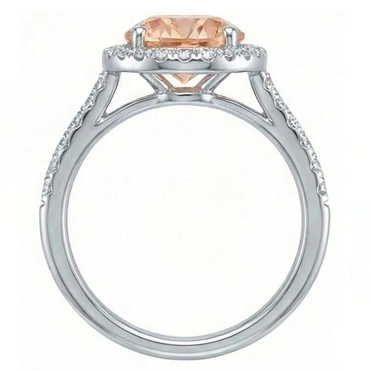 Bague d'anniversaire en or morganite et diamants taillés en brillant de 12.85 ct