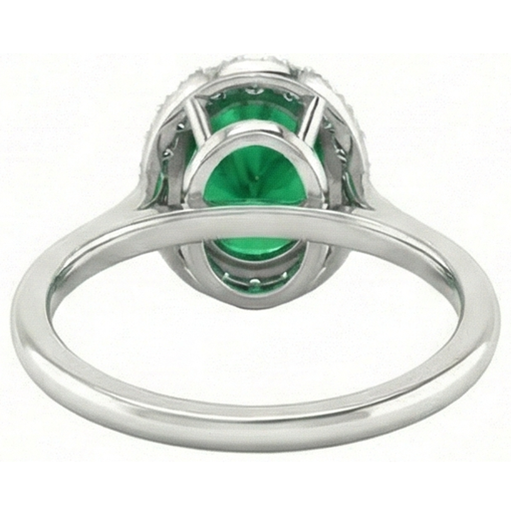 naturel round émeraude 4.50carats bague avec accents diamants