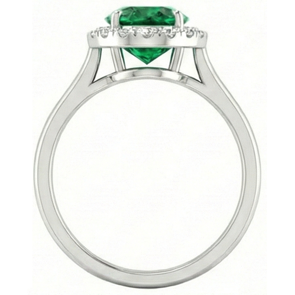 naturel round émeraude 4.50carats bague sur blanc