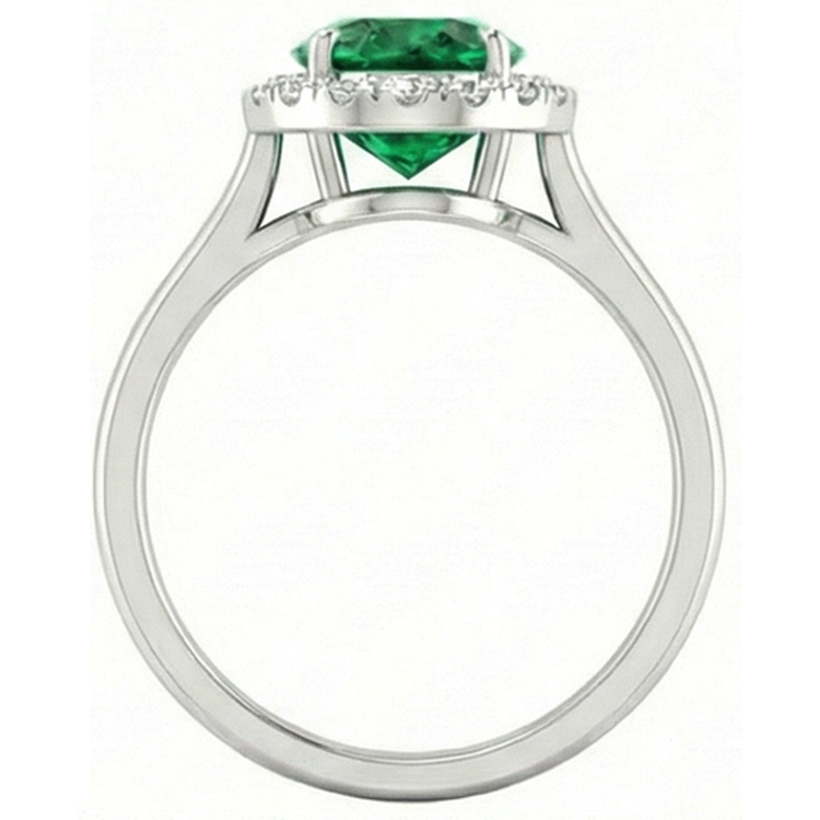 naturel round émeraude 4.50carats bague sur blanc