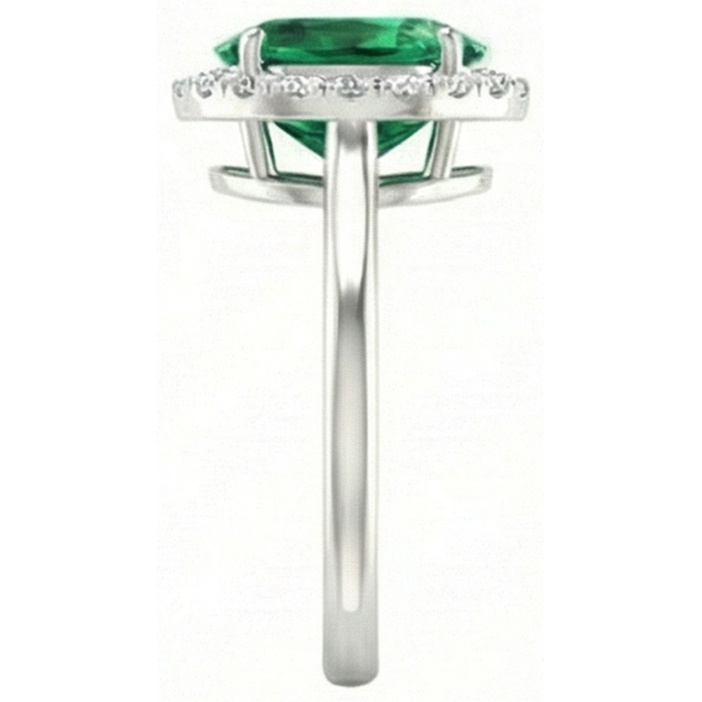 naturel round émeraude 4.50carats bague vue de profil