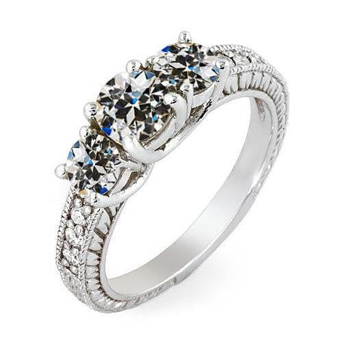 Bague d'anniversaire à Réel diamants ronds de style ancien de style ancien 2.50 carats