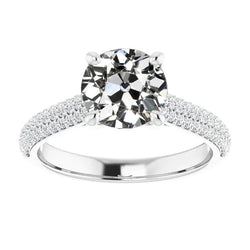 Bague d'anniversaire avec Réel diamants ronds taille ancienne sertie de bijoux 5.25 carats