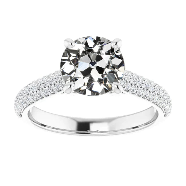 Bague d'anniversaire avec Réel diamants ronds taille ancienne sertie de bijoux 5.25 carats