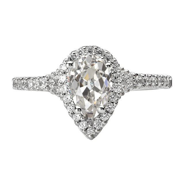 Bague d'anniversaire avec halo de Véritable diamants taille vieille mine ronde et poire 5 carats