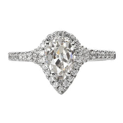 Bague d'anniversaire avec halo de Véritable diamants taille vieille mine ronde et poire 5 carats