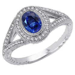 Bague d'anniversaire en or blanc avec diamants saphir du Sri Lanka 3.51 ct.