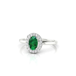 Bague d'anniversaire ovale émeraude Vert avec diamant rond 4.50 carats
