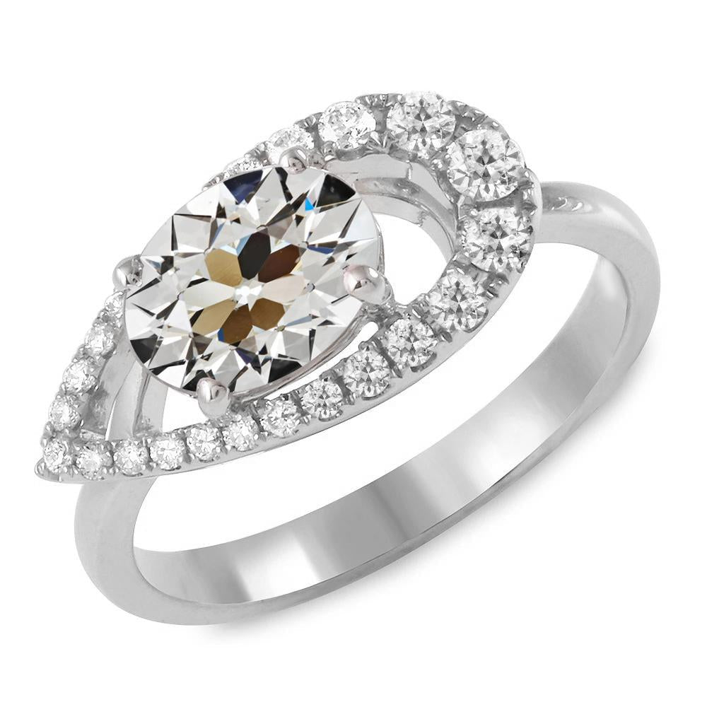 Bague d'anniversaire ronde avec halo de Réel diamants taille ancienne 8 carats en or 14 carats