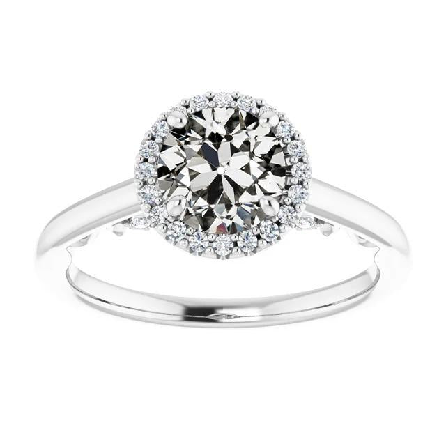 Bague d'anniversaire ronde avec halo de Véritable diamants taille ancienne mine 3.50 carats