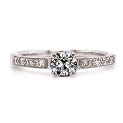 Bague de Dame avec Accents Rond Vieux mineur Réel Diamant 2 Carats Sertie de Griffes