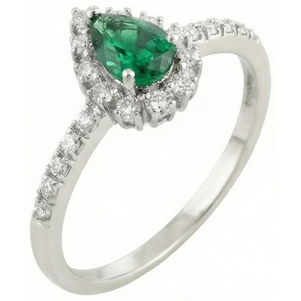 naturel pear diamant 4.80carats bague angle de côté