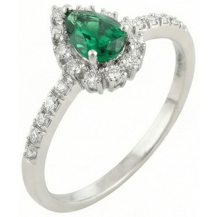 naturel pear diamant 4.80carats bague angle de côté