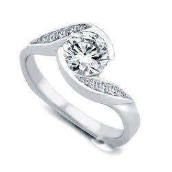 Bague de Fiançailles Authentique Diamant Taille Ronde 2.60 Carats Or Blanc 14K