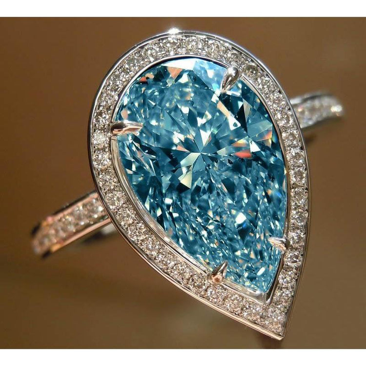 Bague de Fiançailles Diamant Bleu Naturel