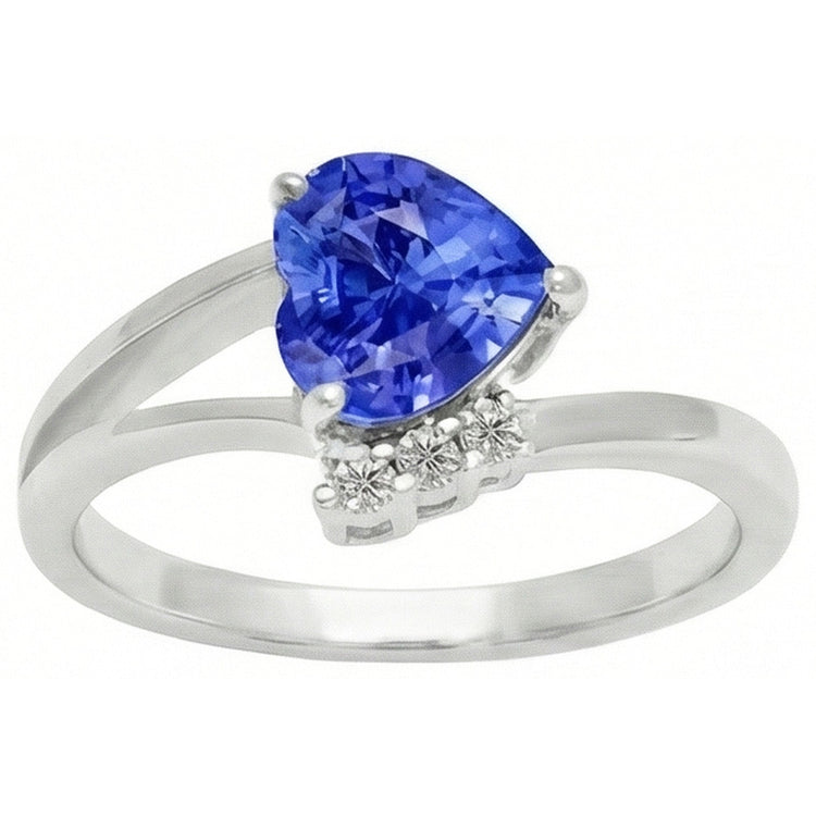 Bague de Fiançailles Diamant Coeur Saphir Bleu Clair 2.25 Carats
