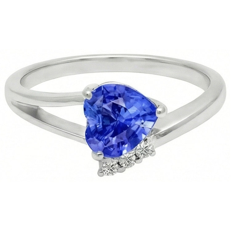Bague de Fiançailles Diamant Coeur Saphir Bleu Clair 2.25 Carats