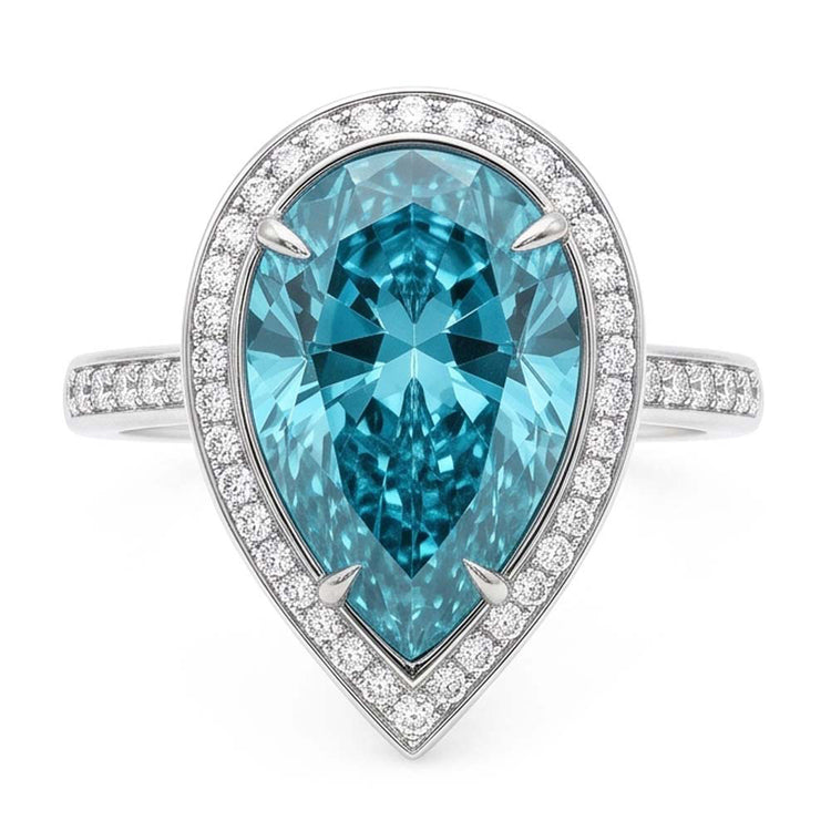 Bague de Fiançailles Diamant Naturels Extraits des Mines ( et non cultivés en laboratoire ) Bleu Naturel