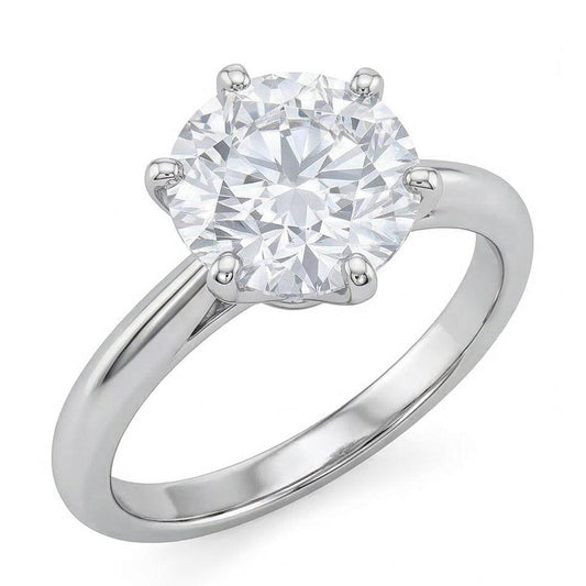 Bague de Fiançailles Diamant Naturels Extraits des Mines ( et non cultivés en laboratoire ) Rond Solitaire Classique Or Blanc 2 Carats