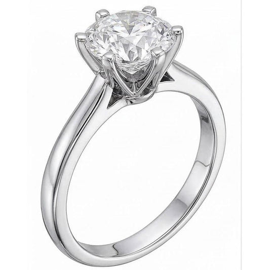 Bague de Fiançailles Diamant Naturels Extraits des Mines ( et non cultivés en laboratoire ) Solitaire Rond 1 Carat Or Blanc 14K