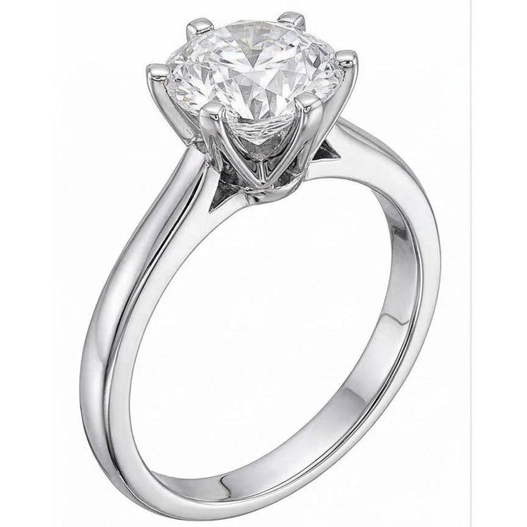 Bague de Fiançailles Diamant Naturels Extraits des Mines ( et non cultivés en laboratoire ) Solitaire Rond 1 Carat Or Blanc 14K
