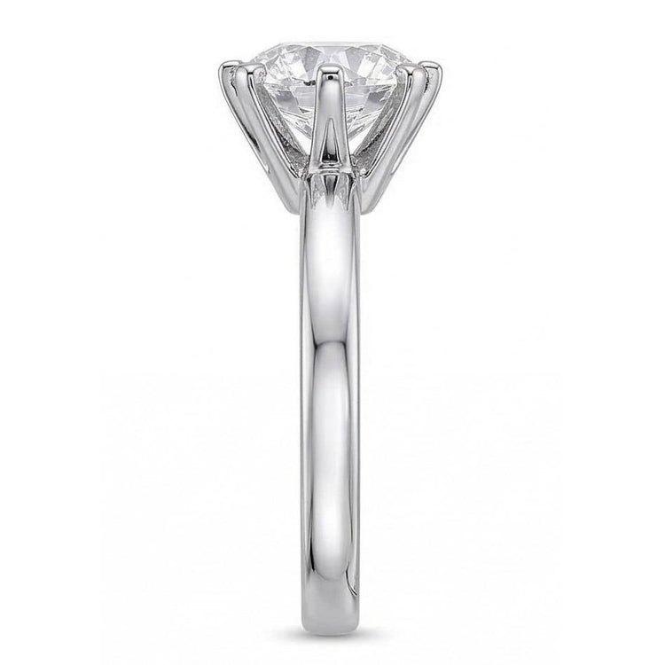 Bague de Fiançailles Diamant Naturels Extraits des Mines ( et non cultivés en laboratoire ) Solitaire Rond 1 Carat Or Blanc 14K