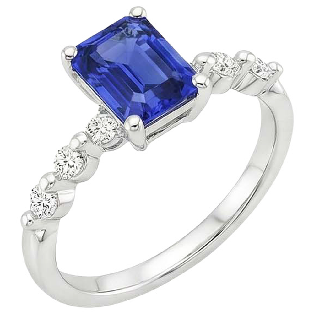 Bague de Fiançailles Diamant Naturels Extraits des Mines ( et non cultivés en laboratoire ) Sri Lanka Saphir 3.50 Carats Or Blanc 14K