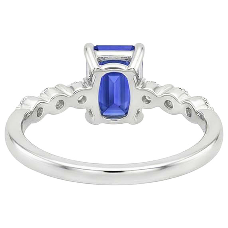 Bague de Fiançailles Diamant Naturels Extraits des Mines ( et non cultivés en laboratoire ) Sri Lanka Saphir 3.50 Carats Or Blanc 14K