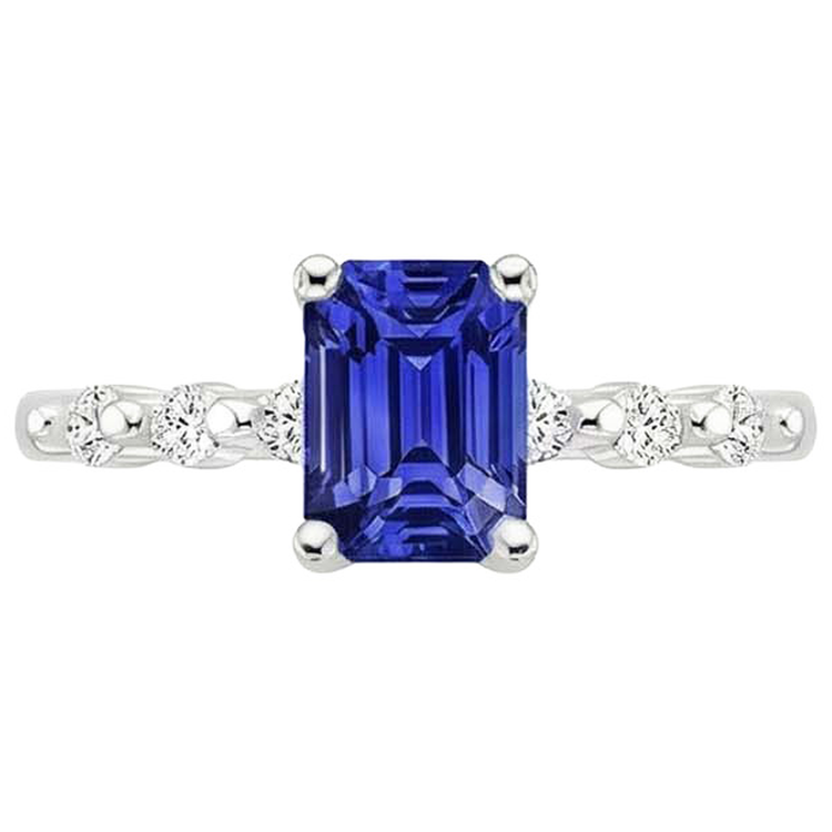 Bague de Fiançailles Diamant Naturels Extraits des Mines ( et non cultivés en laboratoire ) Sri Lanka Saphir 3.50 Carats Or Blanc 14K