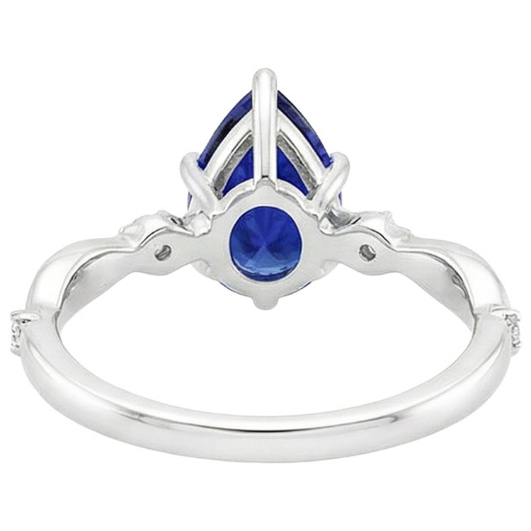 Bague de Fiançailles Diamant Naturels Extraits des Mines ( et non cultivés en laboratoire ) Twist Style Poire Saphir Bleu 3 Carats