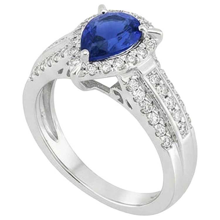 naturel pear diamant 5carats bague détail rapproché