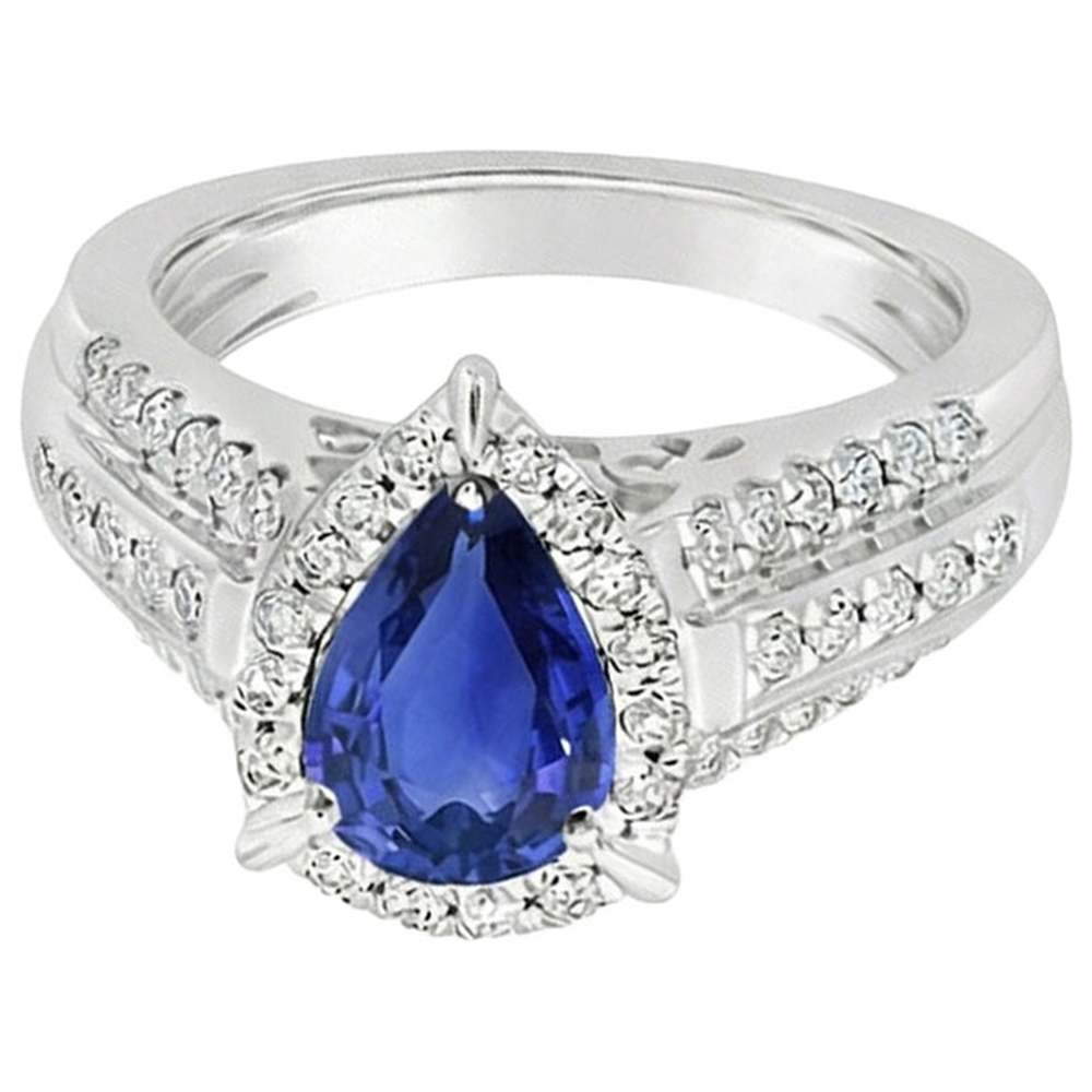 naturel pear diamant 5carats bague vue de dessus