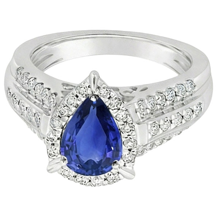 naturel pear diamant 5carats bague vue de dessus