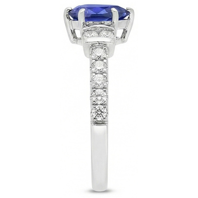 Bague de Fiançailles Diamant Poire Saphir Bleu 2.50 Carats Or