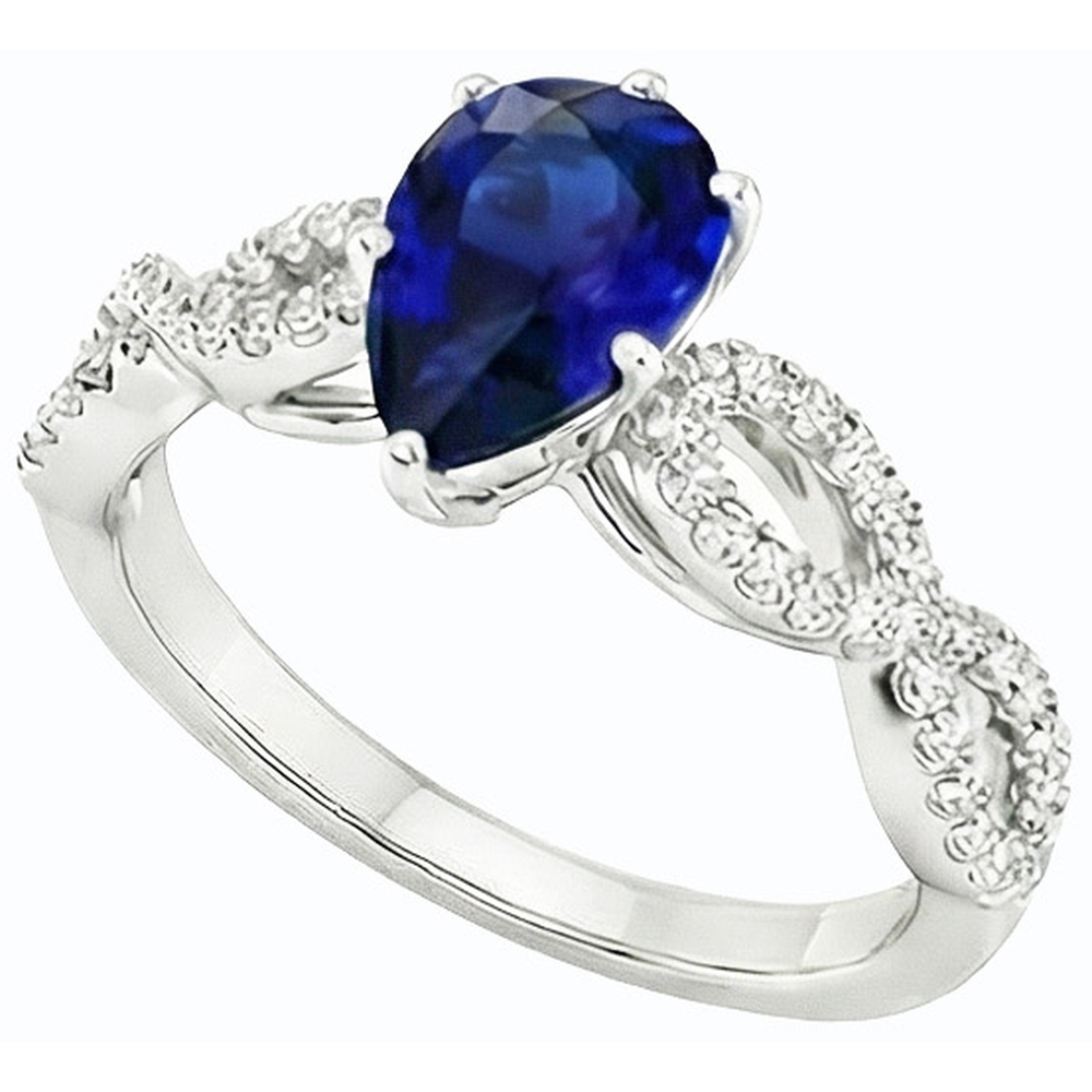 naturel pear diamant 3carats bague vue de face