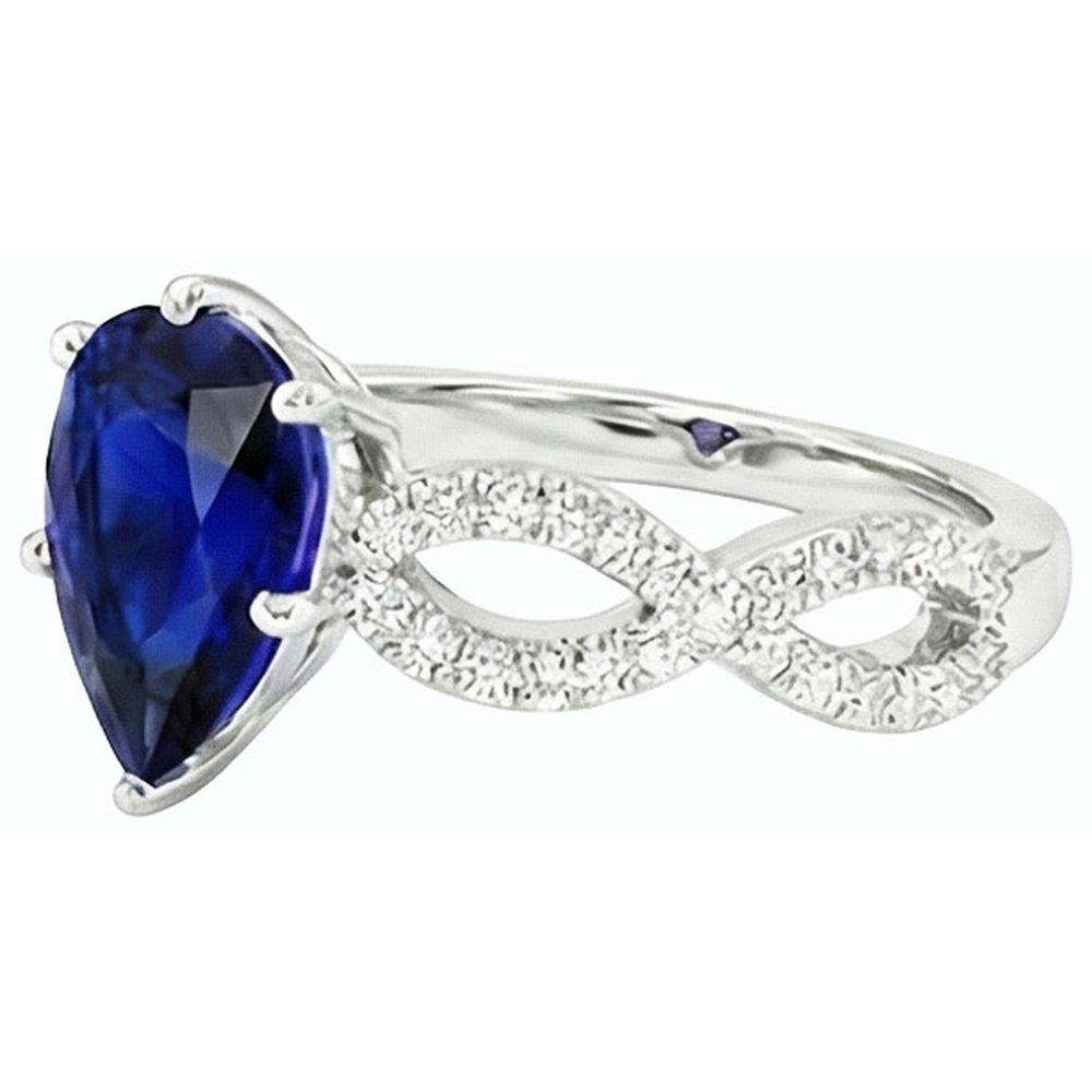 naturel pear diamant 3carats bague détail rapproché