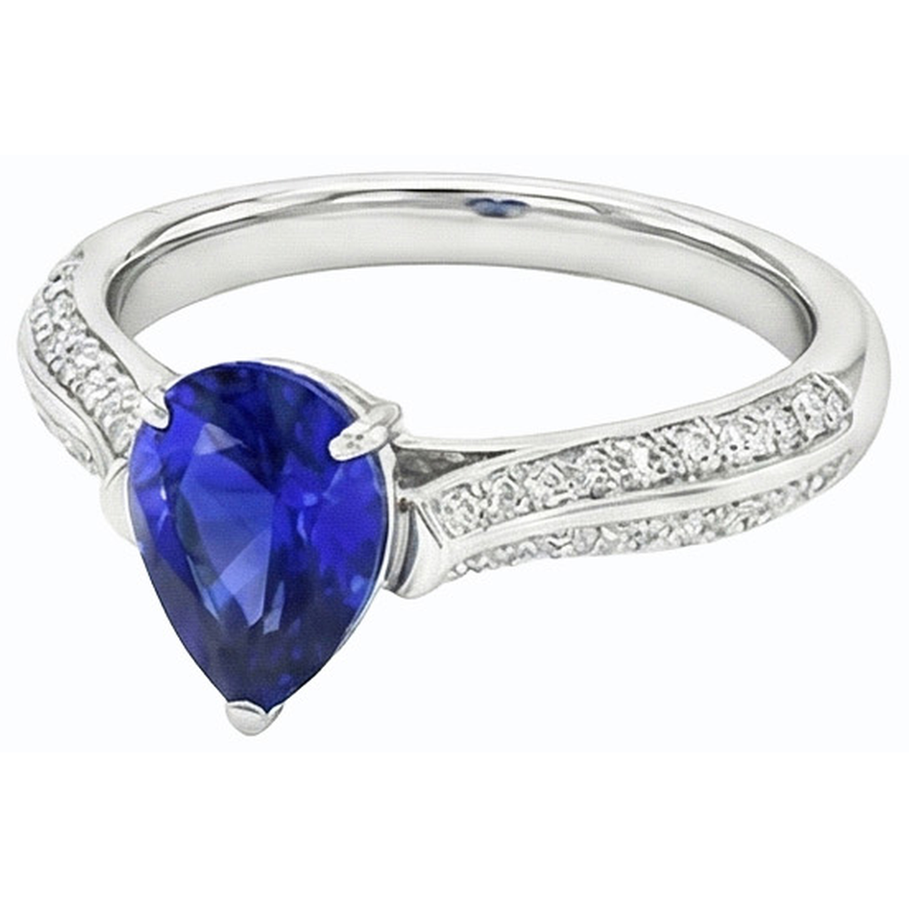 naturel pear diamant 3carats bague vue de dessus