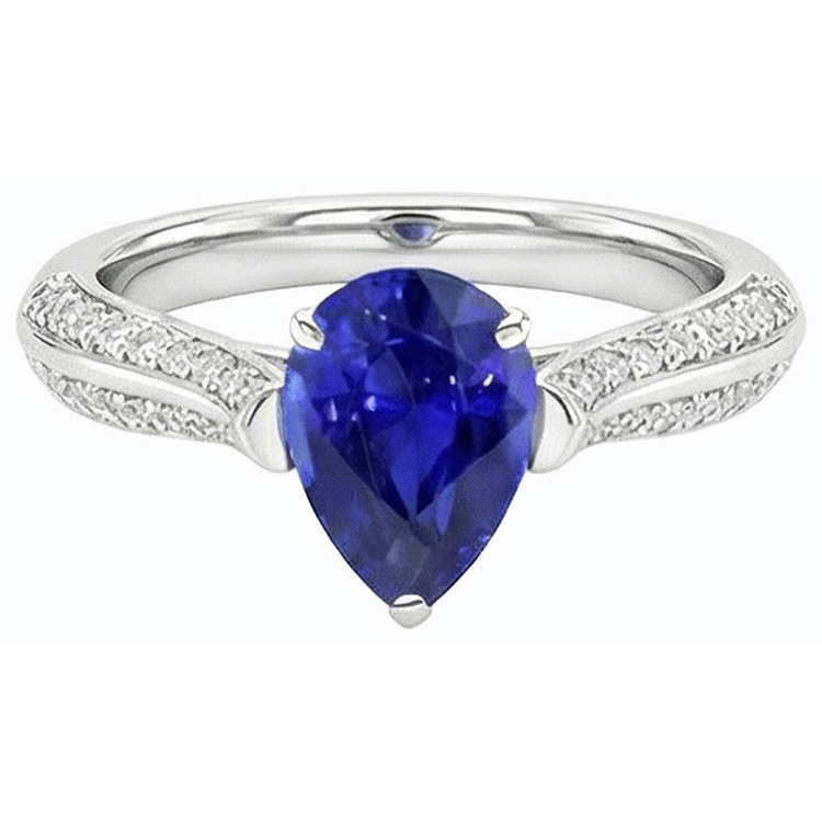 naturel pear diamant 3carats bague vue de profil