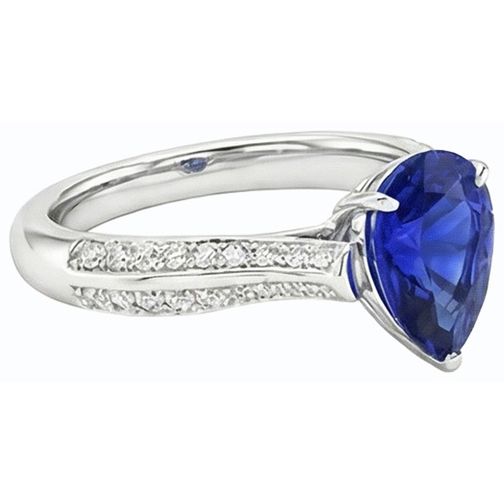 naturel pear diamant 3carats bague sur blanc