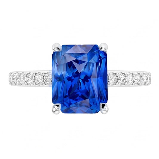 Bague de Fiançailles Diamant Saphir Radieux