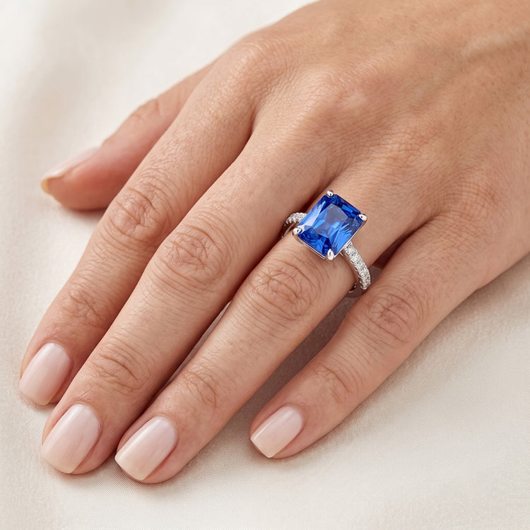 Bague de Fiançailles Diamant Saphir Radieux