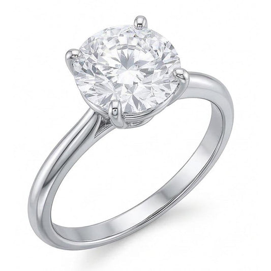 Bague de Fiançailles Diamant Solitaire Rond 2 Carats Or Blanc 14K