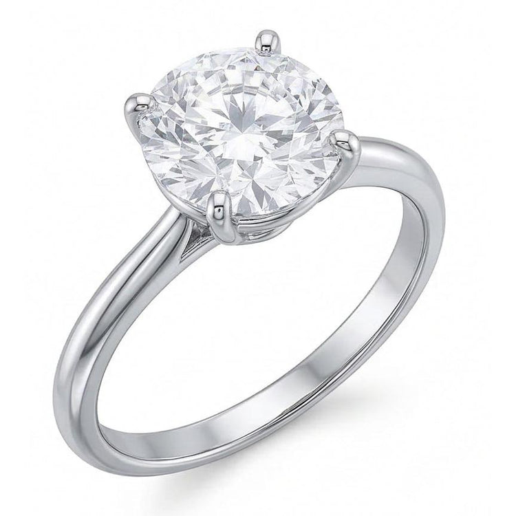 Bague de Fiançailles Diamant Solitaire Rond 2 Carats Or Blanc 14K